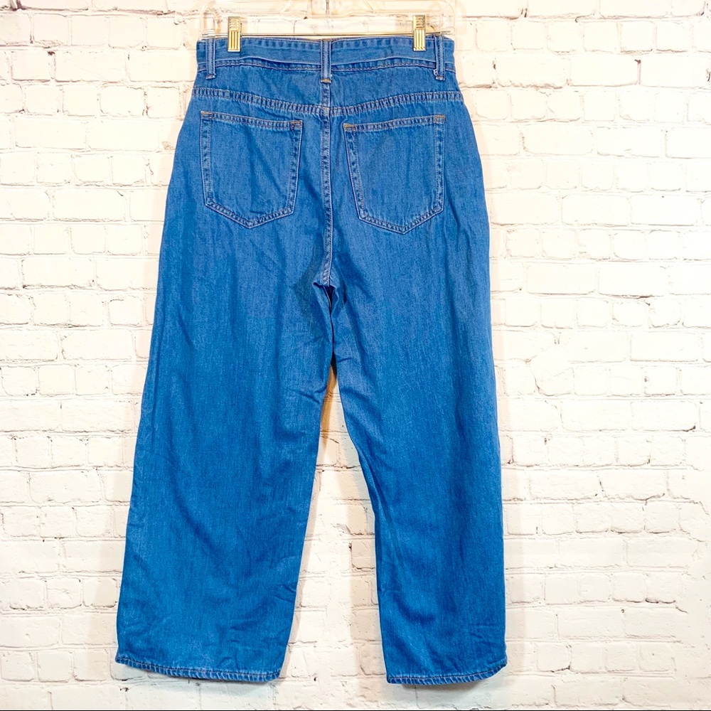 Forever 21 wide leg crop Jeans hi rise long front pockets - Picture 4 of 7
